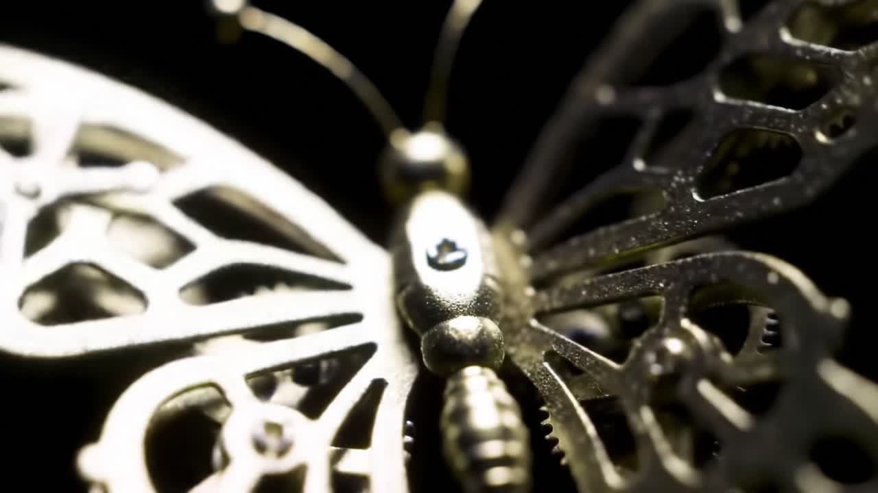 An Intricately Designed Gilded Butterfly Showcases Exquisite Craftsmanship and Delicate Engineering with Its Fine Details and Filigree Patterns