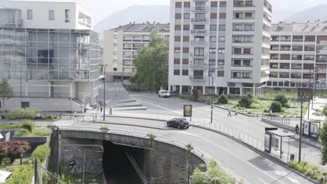 urban landscape with modern buildings and tunnel