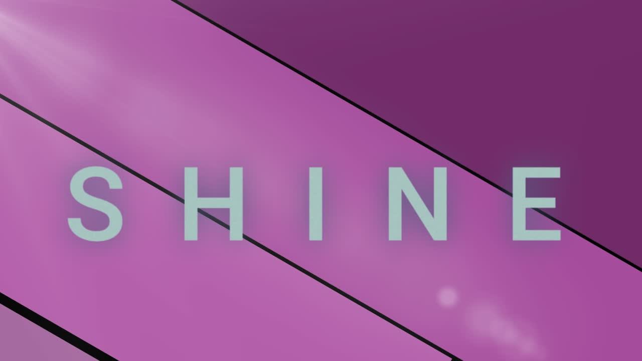 보라색 배경에 움직이는 렌즈 플레어 위에 반이는 텍스트의 애니메이션