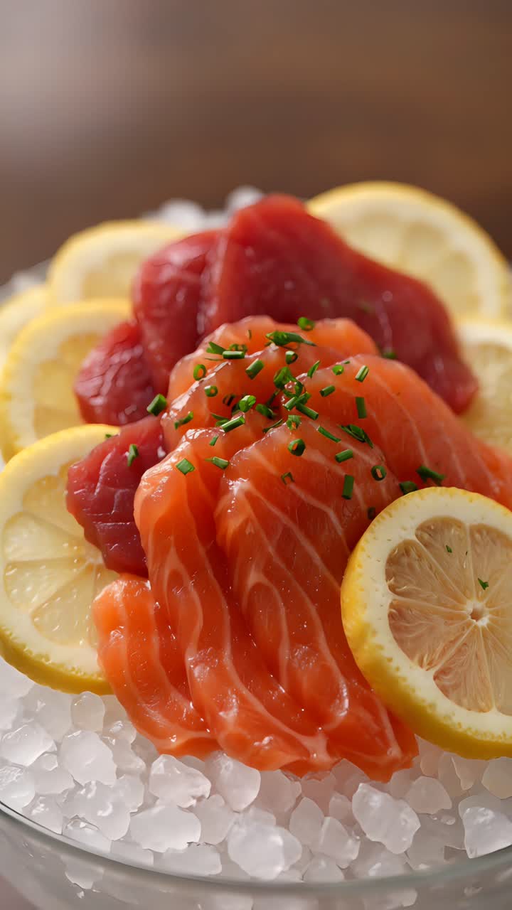 Deliziosi frutti di mare su sfondo sfocato 4K