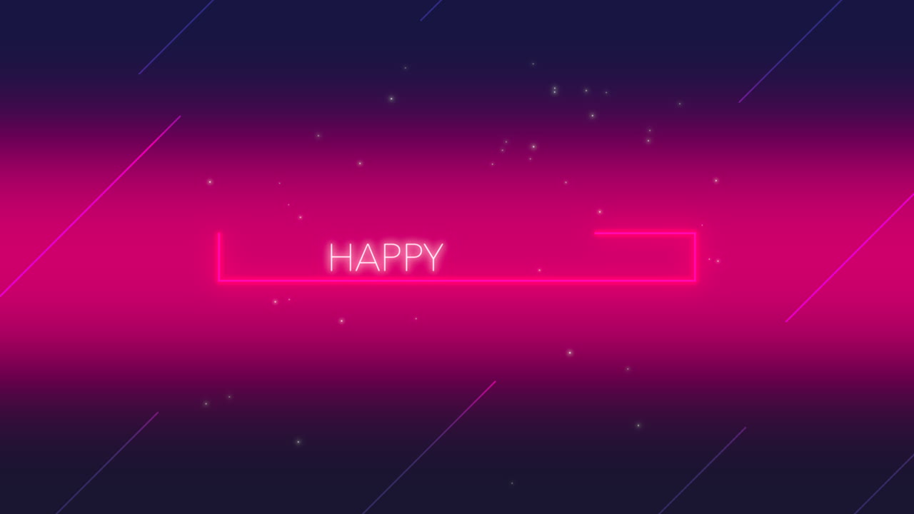Insegna al neon celebrativa di Pasqua che brilla intensamente con lettere rosa colorate su sfondo blu