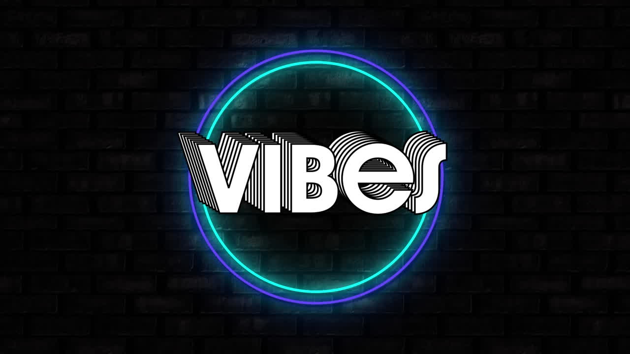 animación de vibraciones texto sobre formas geométricas y pared