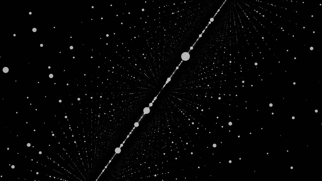Abstract Black Background with White Dots and a Line of Larger Dots in the Center