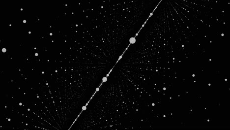 fondo negro abstracto con puntos blancos y una línea de puntos más grandes en el centro