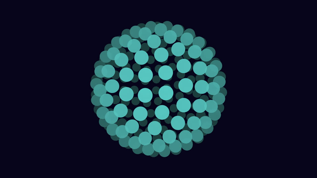 Dark sphere of green dots striking representation of a circular pattern ball