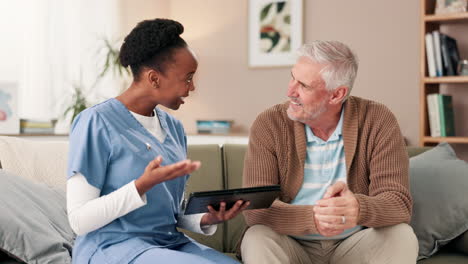 nurse visiting senior patient for home care consultation