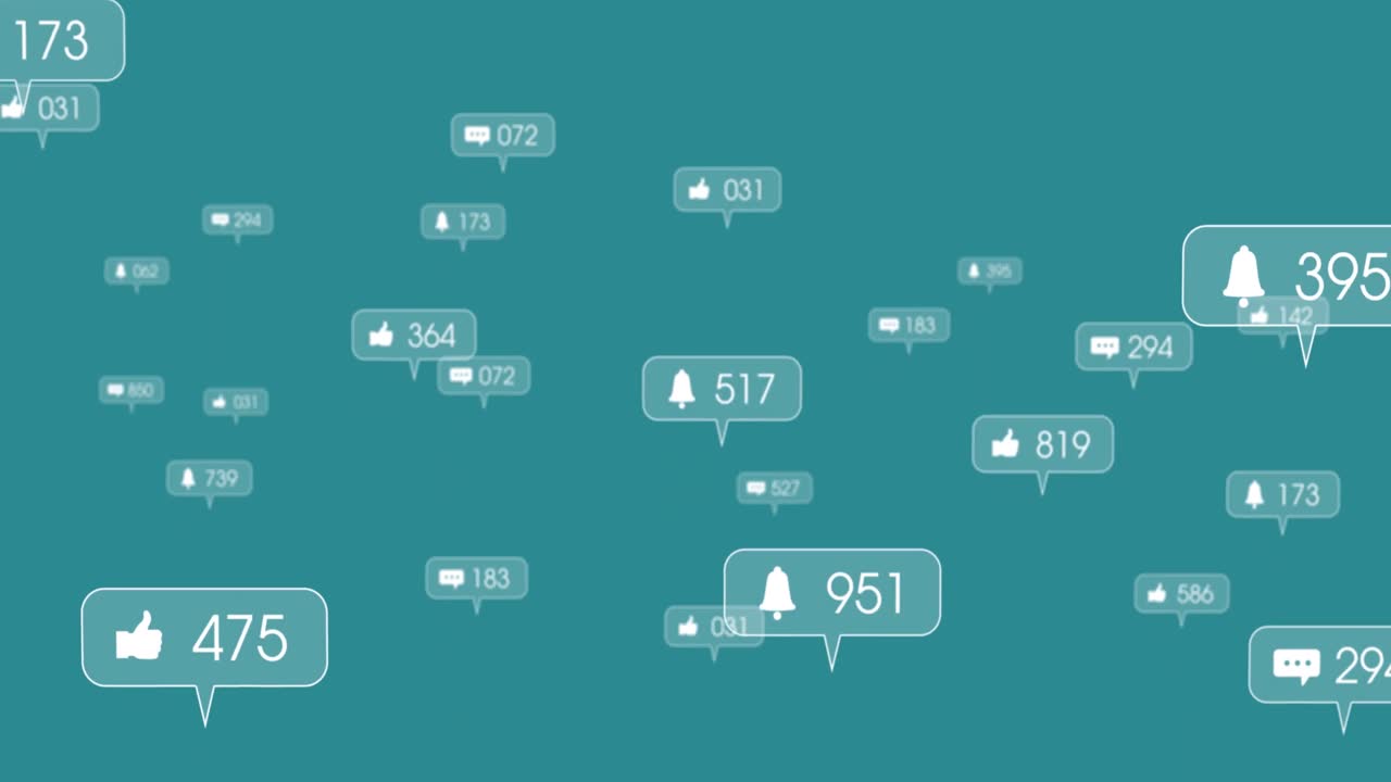 녹색 배경에서 소셜 미디어 데이터 처리의 애니메이션