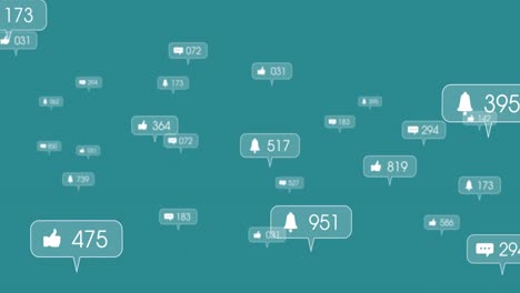 animación del procesamiento de datos de las redes sociales sobre un fondo verde.