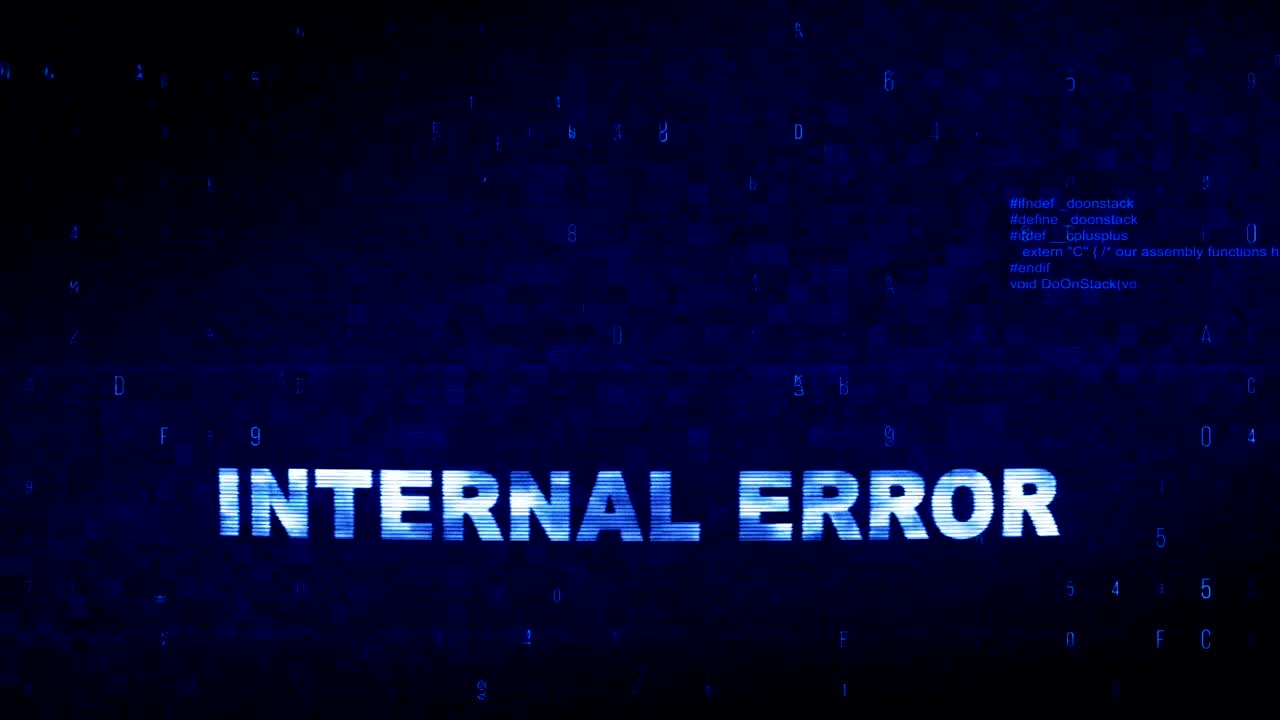 Internal Error  Text Digital Noise Twitch Glitch Distortion Effect Error Animation.