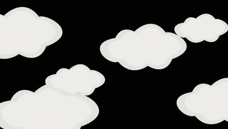 animation cartoon flat style of grey clouds of different sizes moving from right to left in different speeds