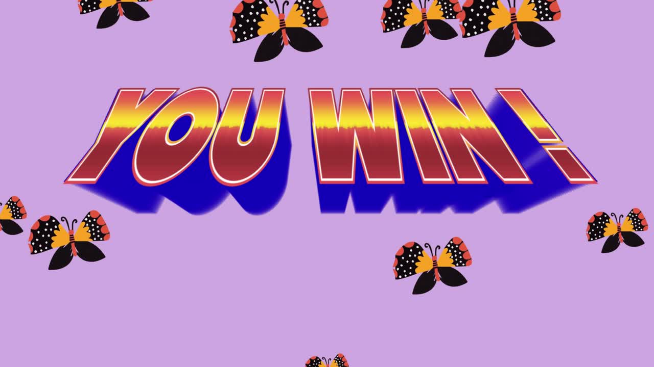 당신이 나비와 함께 디지털 추상 공간에서 승리하는 애니메이션