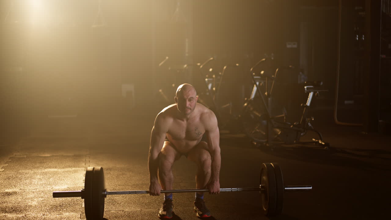 Weightlifting workout in a gym