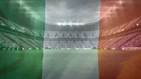 irish flag against a full stadium on the background