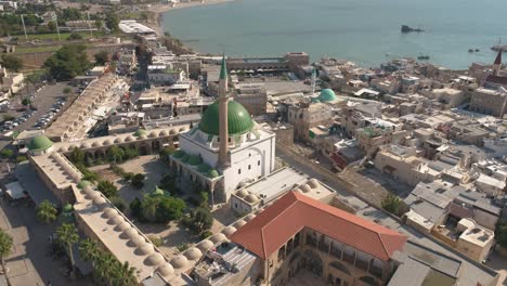 aerial view of view old city of acre, acre, israel.