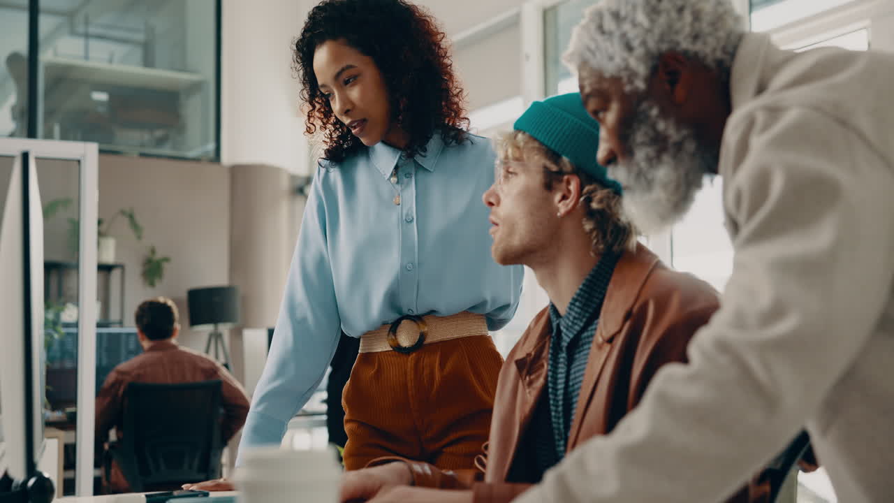 Diverse Business Team Collaborating in Modern Office