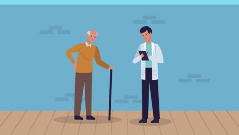 old man elderly with doctor characters