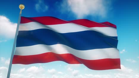 4k bandera muy detallada de tailandia en bucle