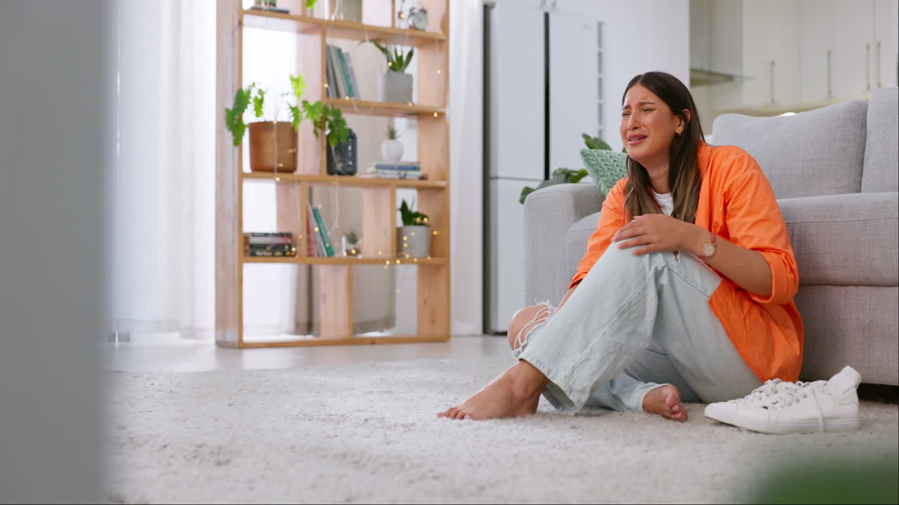 정신 건강, 우울증 및 슬픈 여성 울음