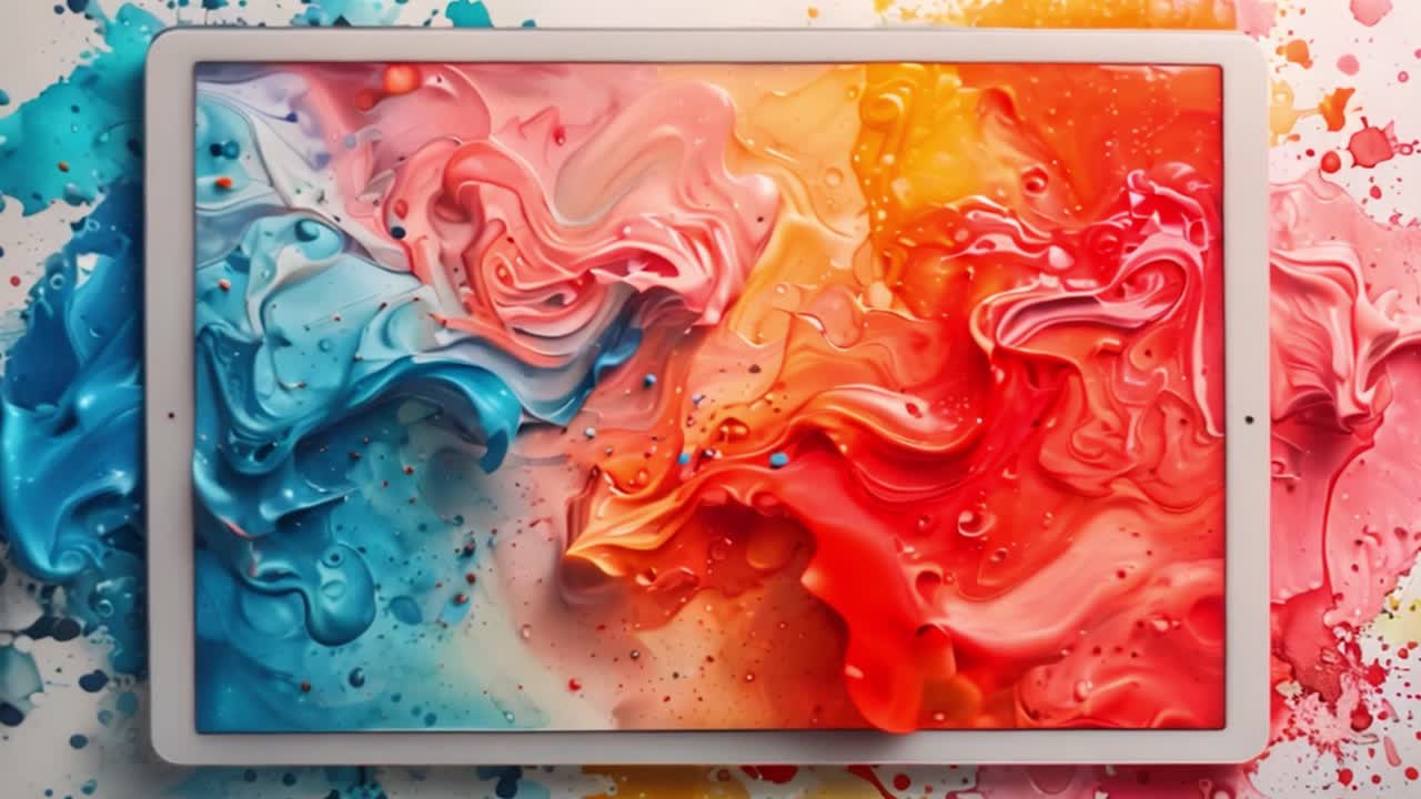 Vibrant Abstract Fluid Art on a Digital Tablet