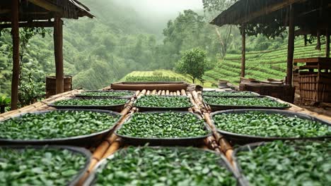 tea leaves on a farm