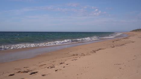 Waves-Rolling-Over-The-White-Sand-Beach-Of-Bunbury-During-Summer-In-Western-Australia