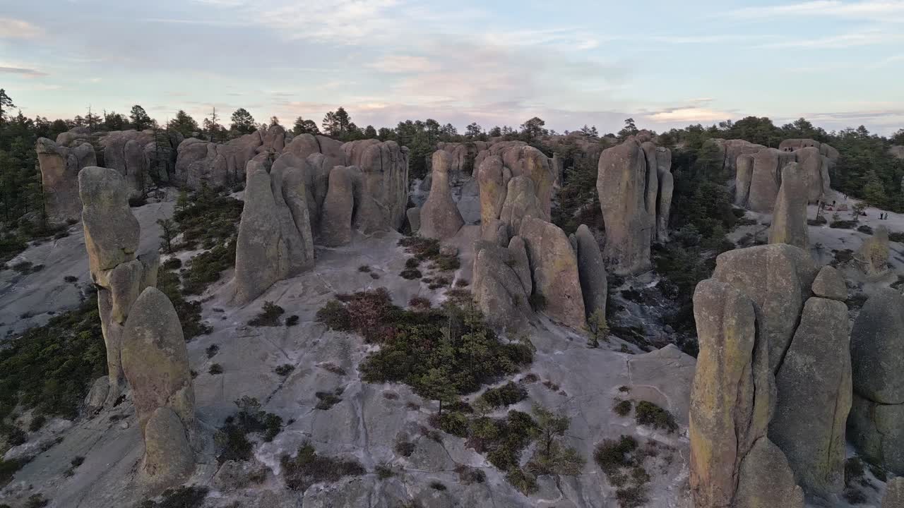 The unique rock formations in valle de los monjes, chihuahua, mexico, aerial view