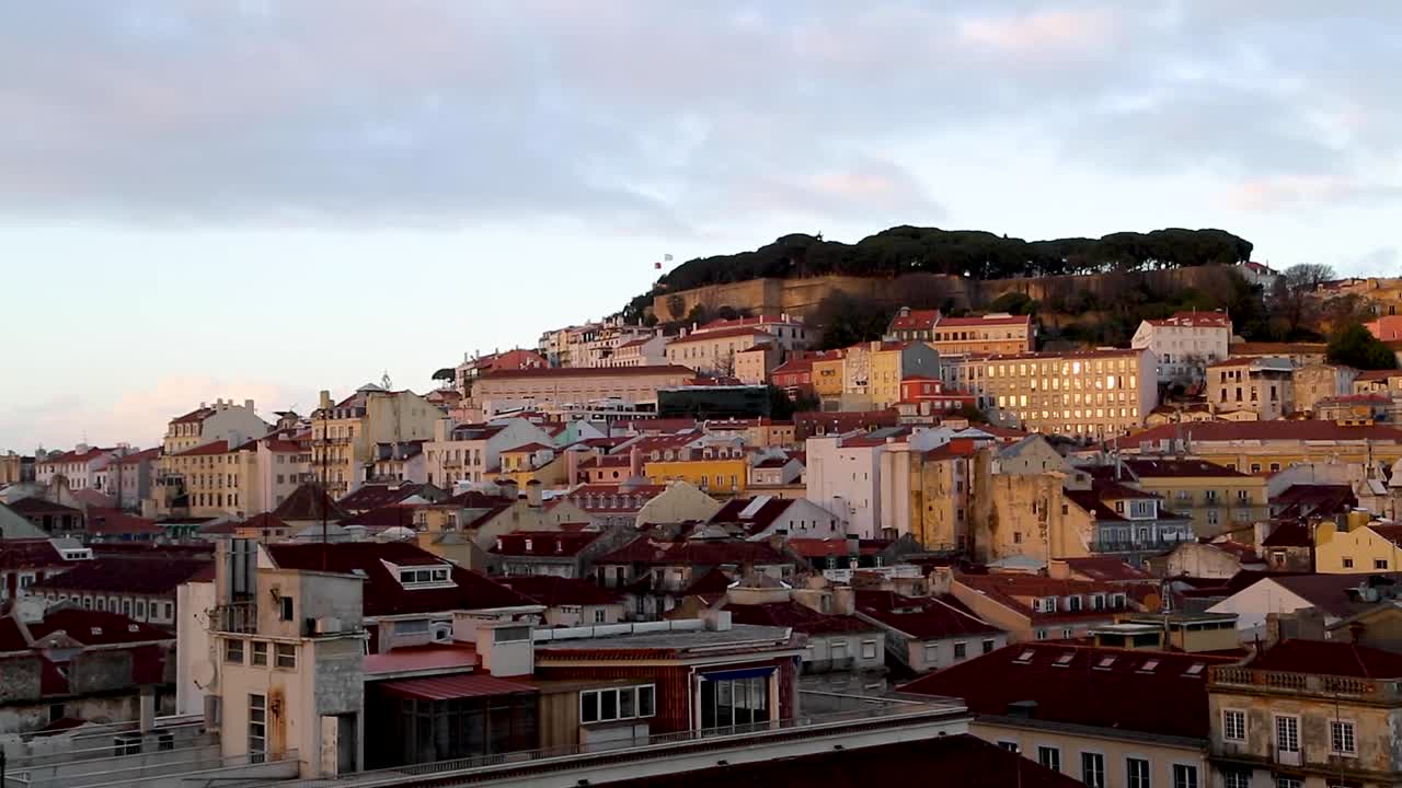 Sunset over the city of Lisbon, Portugal.