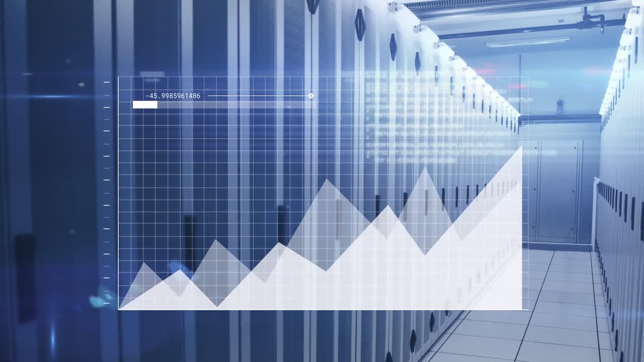 컴퓨터 서버를 통해 데이터 처리의 애니메이션