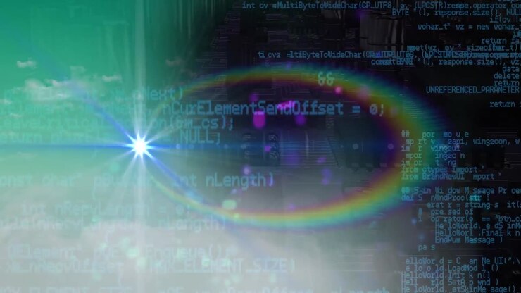 Animation of blue spots over data processing