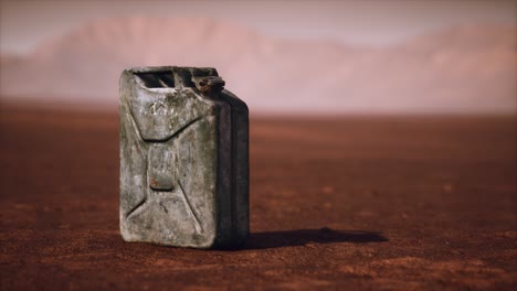 old rusty fuel canister in the desert