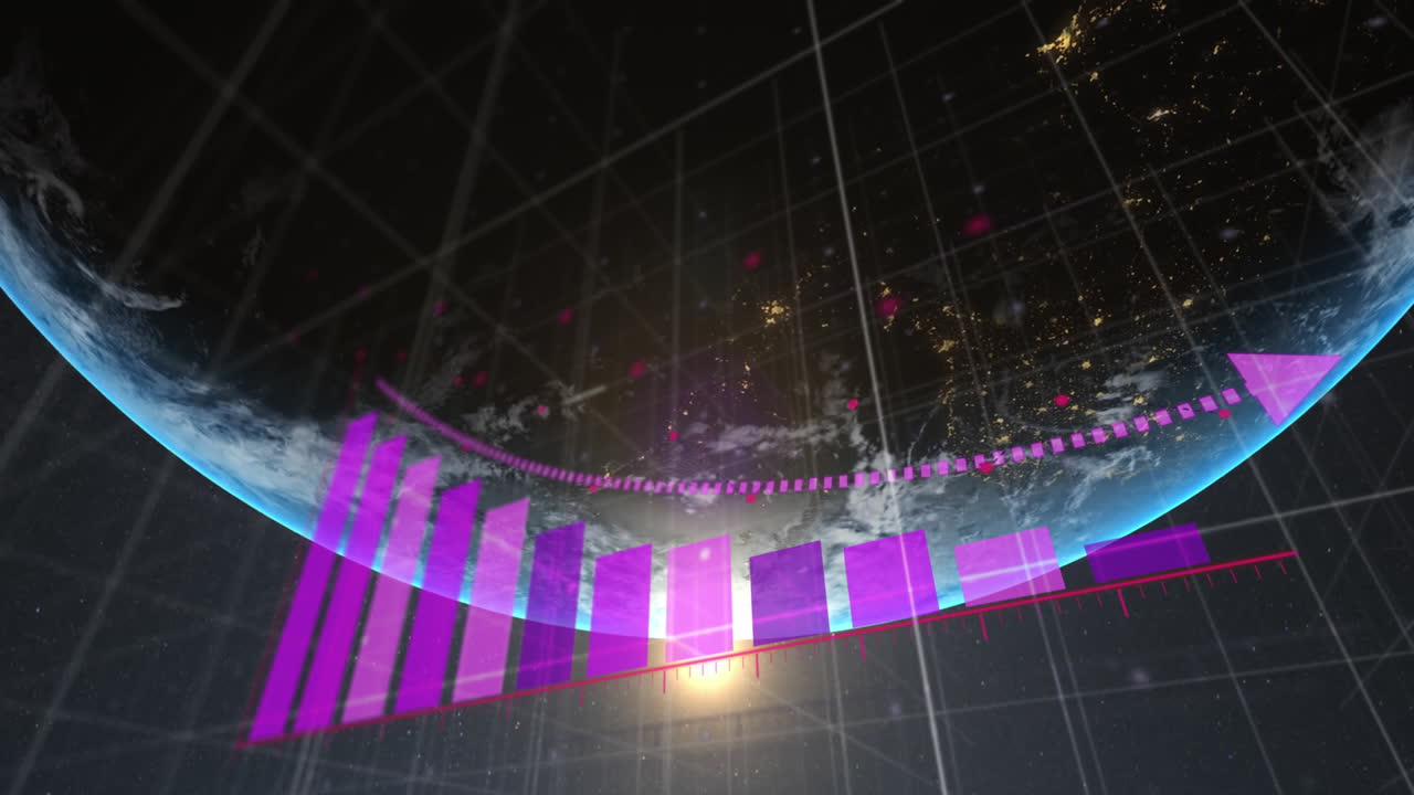 animación del procesamiento de datos financieros en todo el mundo