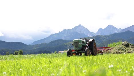 old tractor in the alpine meadows