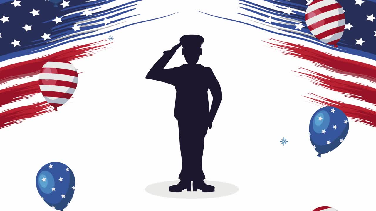 usa celebration with officer saludating animation