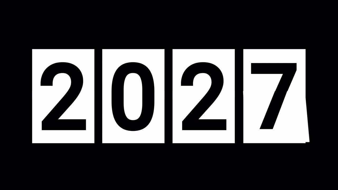 Digital Counter Animation Flipping to Year 2028
