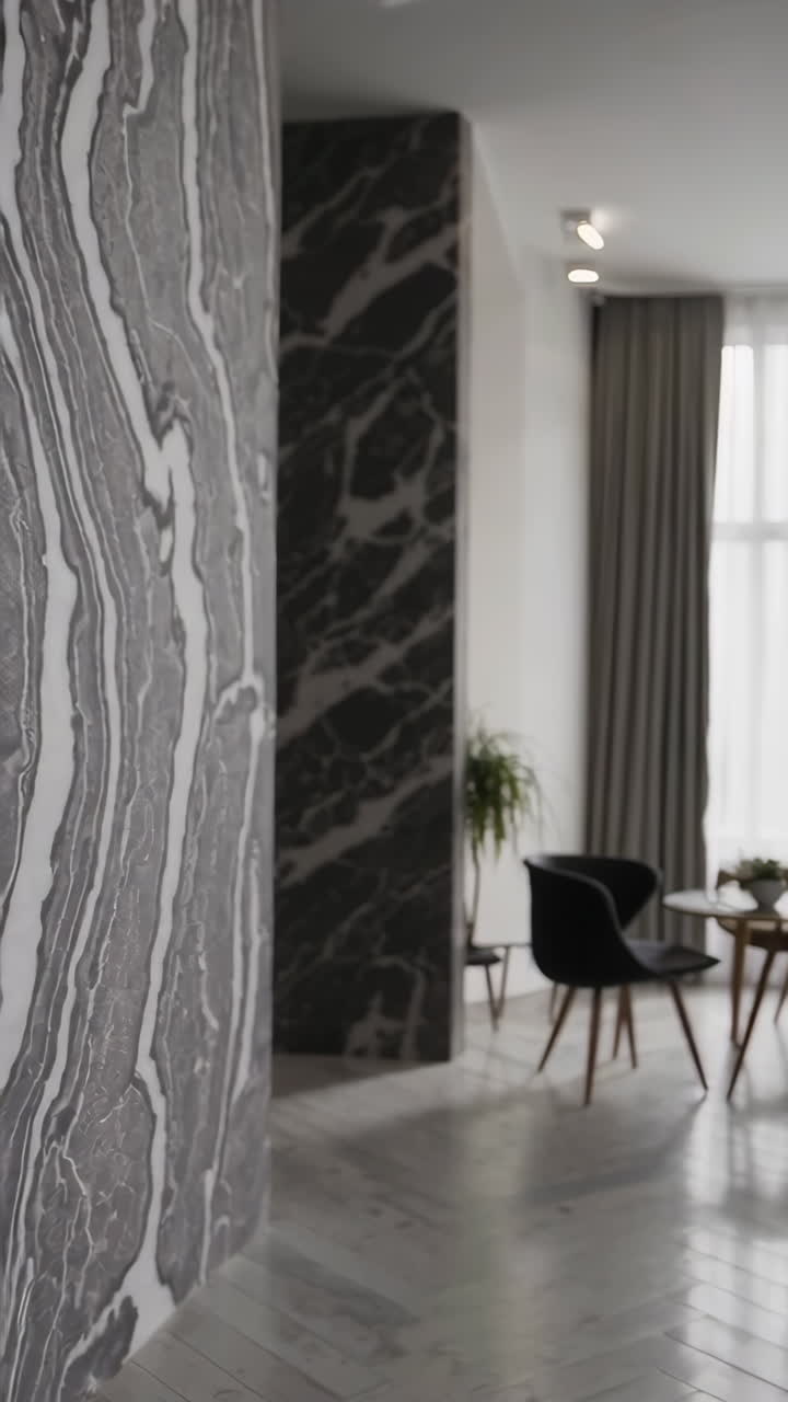 Modern Living Room with Gray Marble Wall