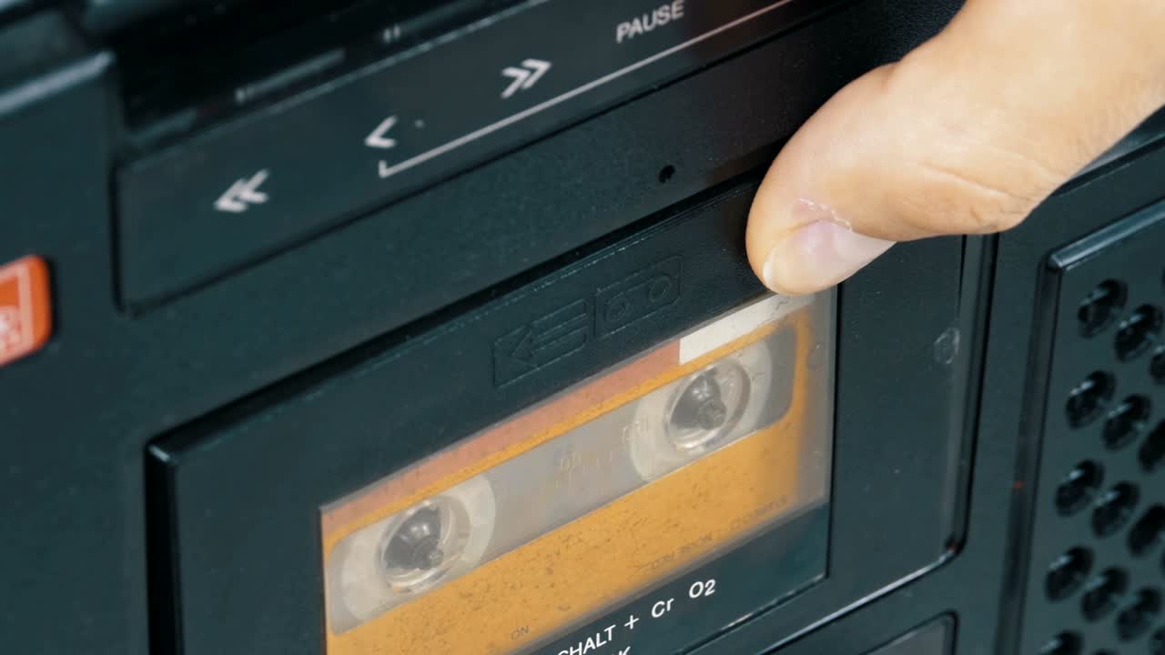 insertar casetes de audio en el reproductor de cinta y presionar los botones de reproducción y parada