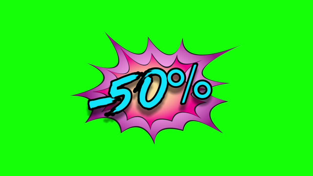 50% de venta de arte pop animación de bucle de explosión