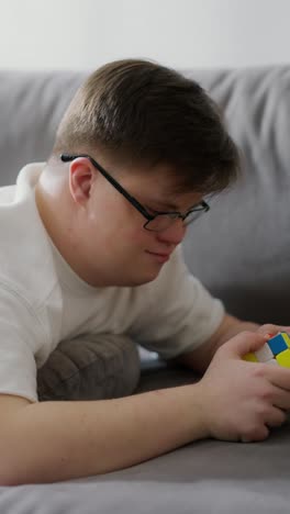person playing with rubik's cube
