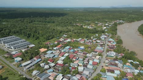 drone view at lundu town during summer, in conjunction of regatta traditional long boat race batang kayan river, with car and bike show.
#regatta