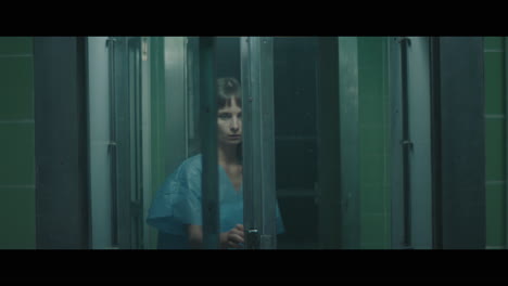 a girl in a strange operation room at night