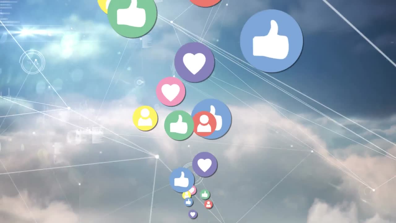 소셜 미디어 아이콘과 그래프