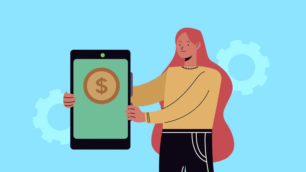 elegant businesswoman with smartphone and money