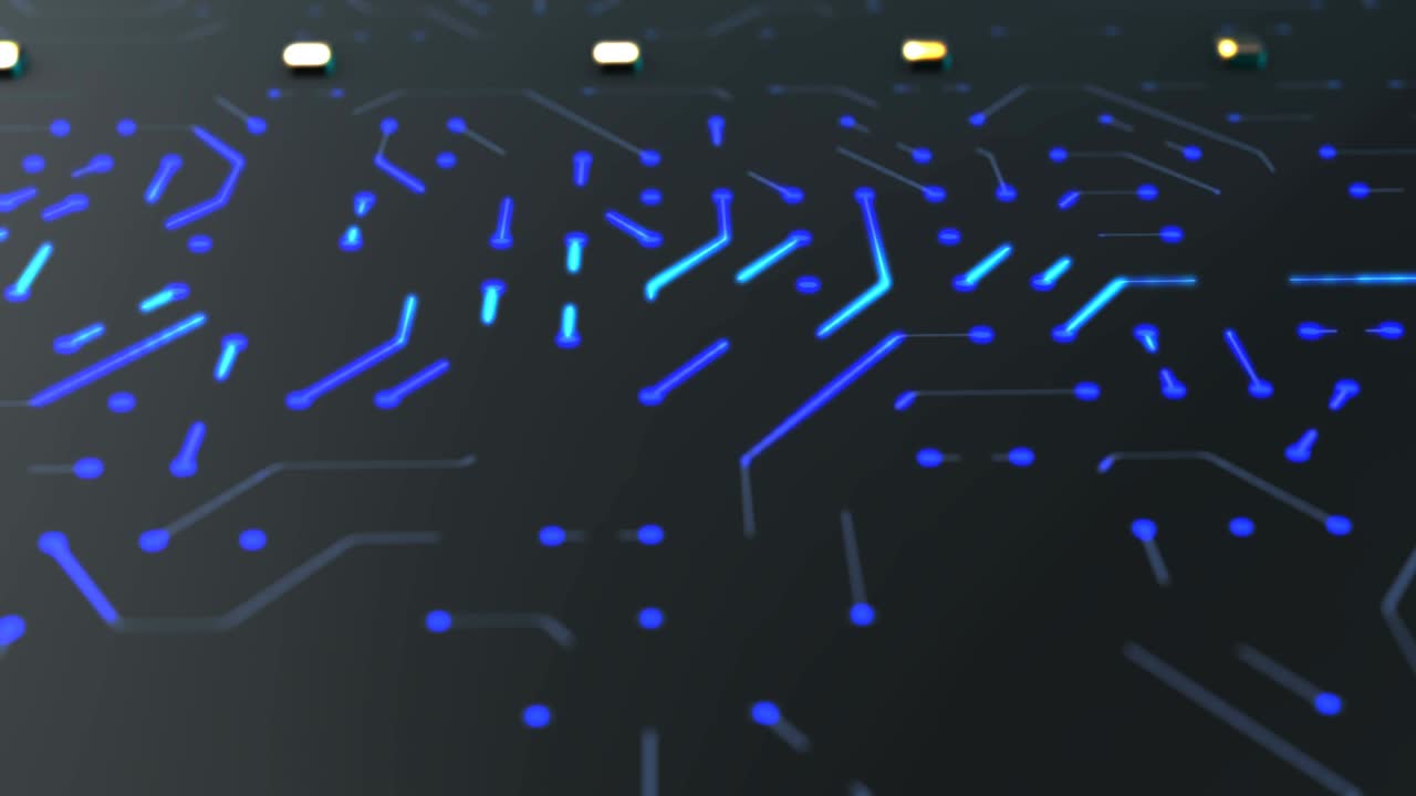 회로판 배경 - 복사 공간, 파란색 - 루프 가능한 애니메이션 - 컴퓨터, 데이터, 기술, 인공 지능 4k 스 비디오
