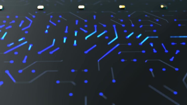 Circuit Board Background - Copy Space, Blue - Loopable Animation - Computer, Data, Technology, Artificial Intelligence 4k stock video