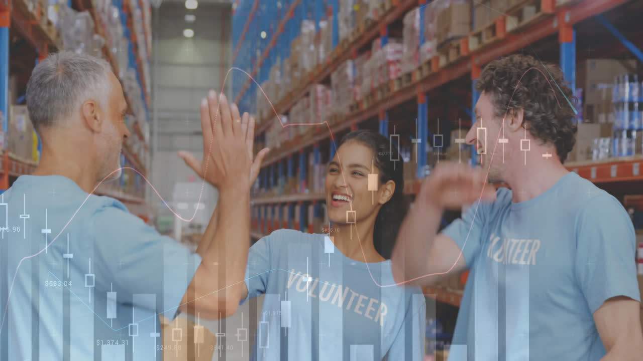 animación del procesamiento de datos sobre las personas que trabajan en el almacén