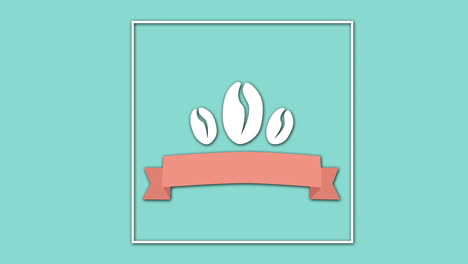 three coffee beans logo with banner