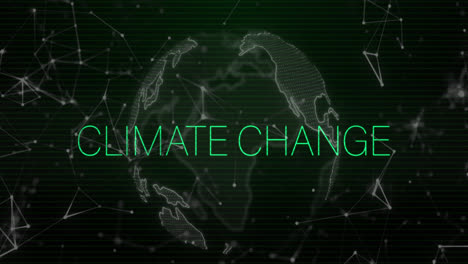 animation of climate change text over shapes and globe