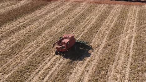 farm equipment corn harvester on farm