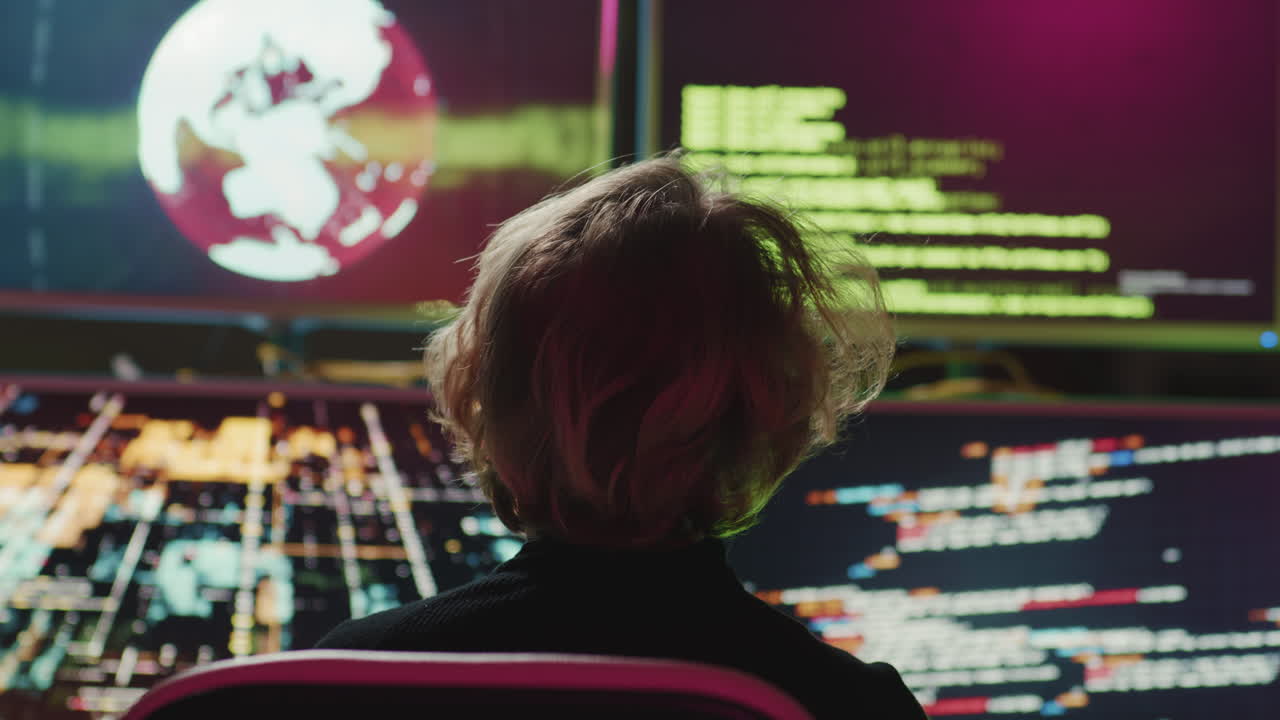 Unrecognizable Female Hacker Black View