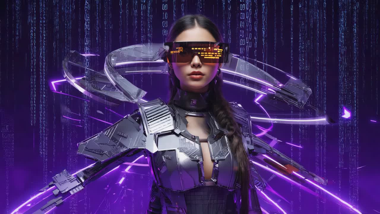 Futuristic Cyberpunk Woman with Advanced Technology